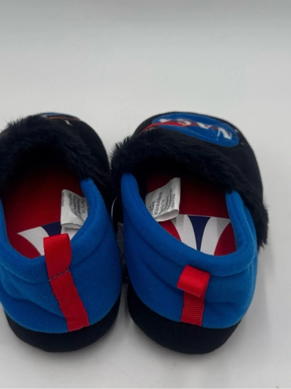 NASA Kids Plush Space Slippers - Black & Blue Size 7/8M